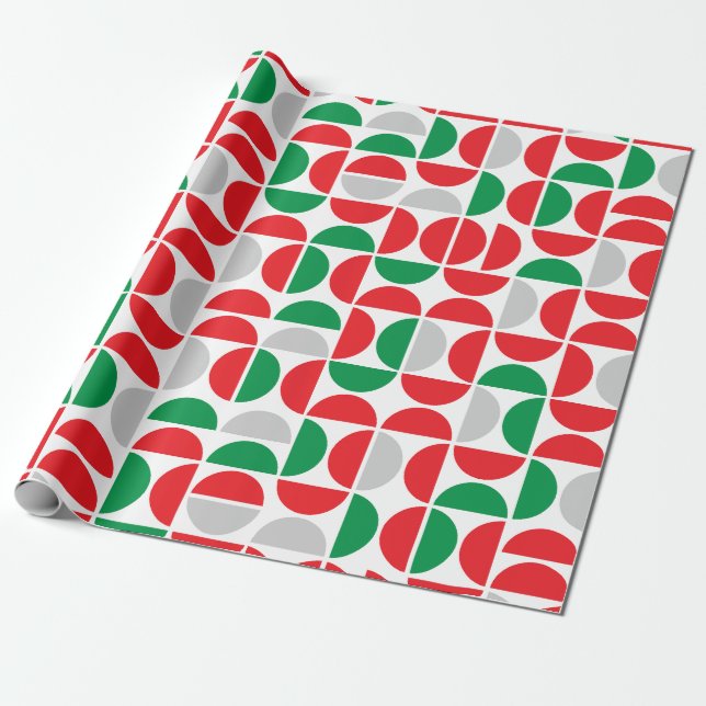 Papier Cadeau Joyeux Carreaux de vacances du milieu du siècle (Déroulé)