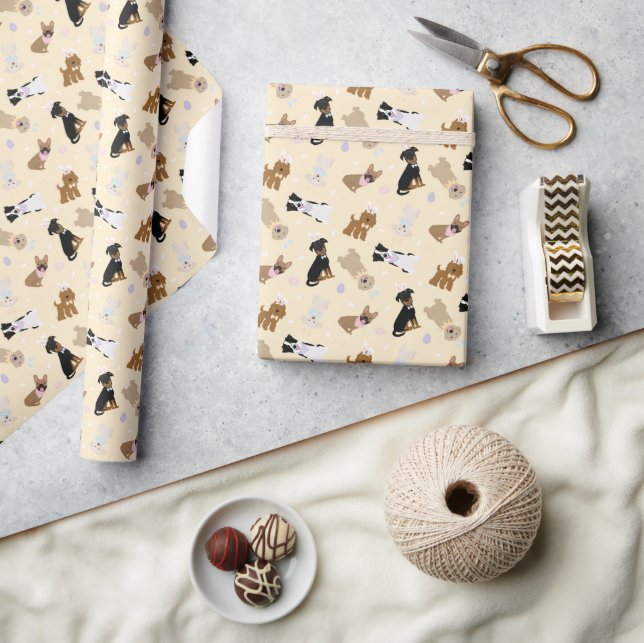 Papier Cadeau Joyeux Chiens de Pâques (Artisanat)