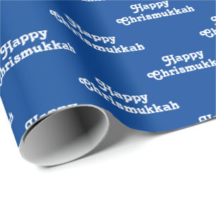 Papier Cadeau Joyeux Chrismukkah bleu blanc Juif Holiday mignon