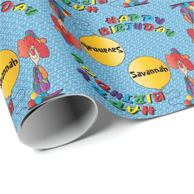 Papier Cadeau Joyeux Clown d'anniversaire (Coin rond)