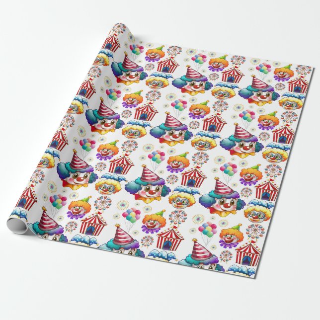 Papier Cadeau Joyeux Clowns (Déroulé)