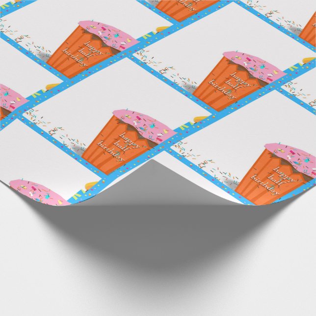Papier Cadeau Joyeux demi-anniversaire Cupcake (Coin)