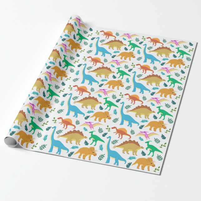 Papier Cadeau Joyeux Dinosaure pour Toddle Girl Boy (Déroulé)