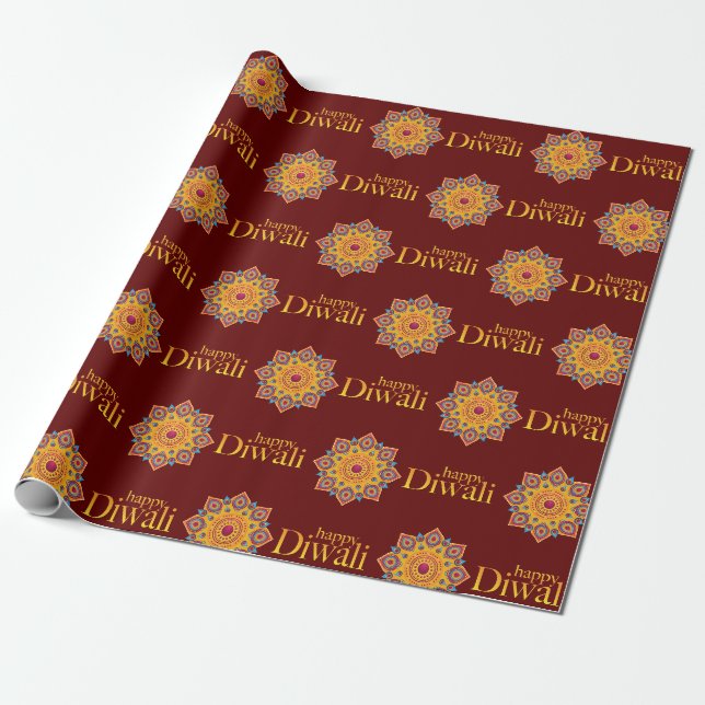 Papier Cadeau Joyeux Diwali enveloppant du papier (Déroulé)