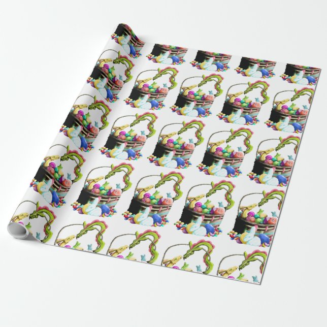 Papier Cadeau Joyeux dragons de Pâques (Déroulé)