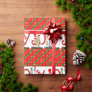 Papier Cadeau Joyeux Enveloppement de Noël Gingembre en papier