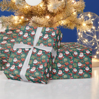 Papier Cadeau Joyeux enveloppement de Noël sur le thème Père Noë