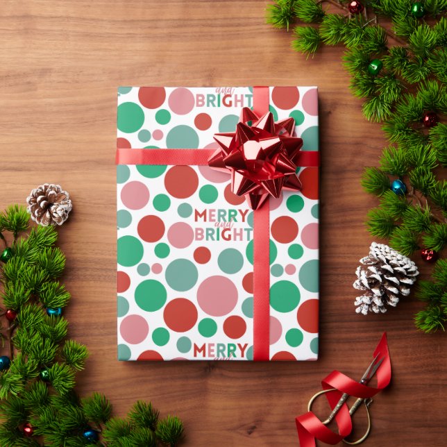Papier Cadeau Joyeux et brillant moderne Polka Motif (Cadeau de vacances)