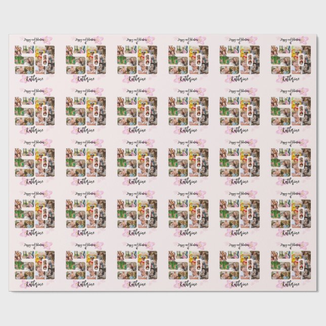 Papier Cadeau Joyeux et fabuleux 50e anniversaire Multi Photo (Plat)