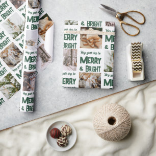 Papier Cadeau 🎄 Joyeux et lumineux Noël 🎁 Photo personnalisée