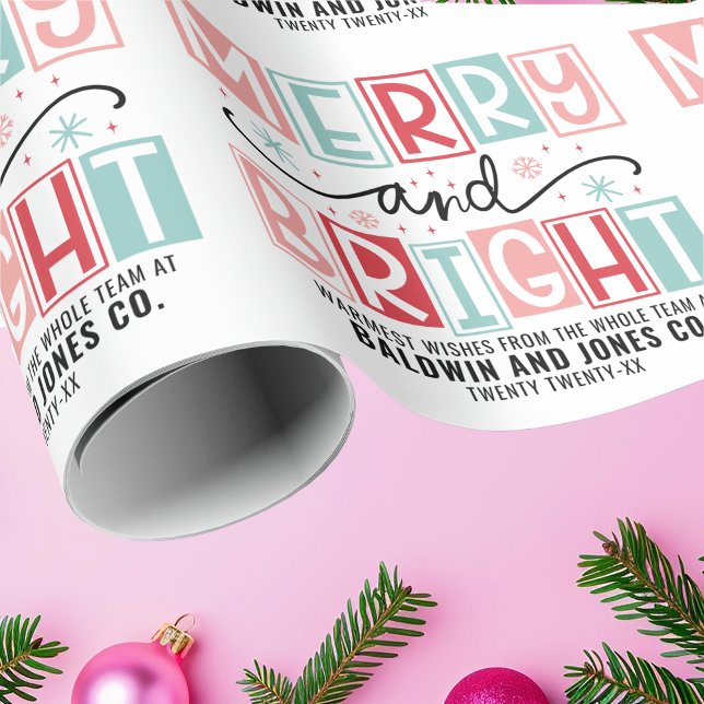 Papier Cadeau Joyeux et Lumineux Noël Rétro à Personnaliser dans (Créateur téléchargé)