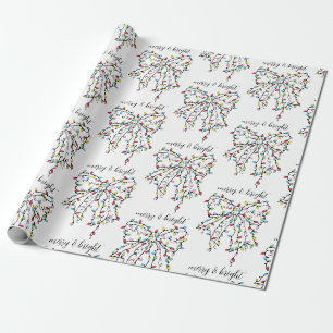 Papier Cadeau Joyeux Et Lumineux Ruban Éclairants De Noël