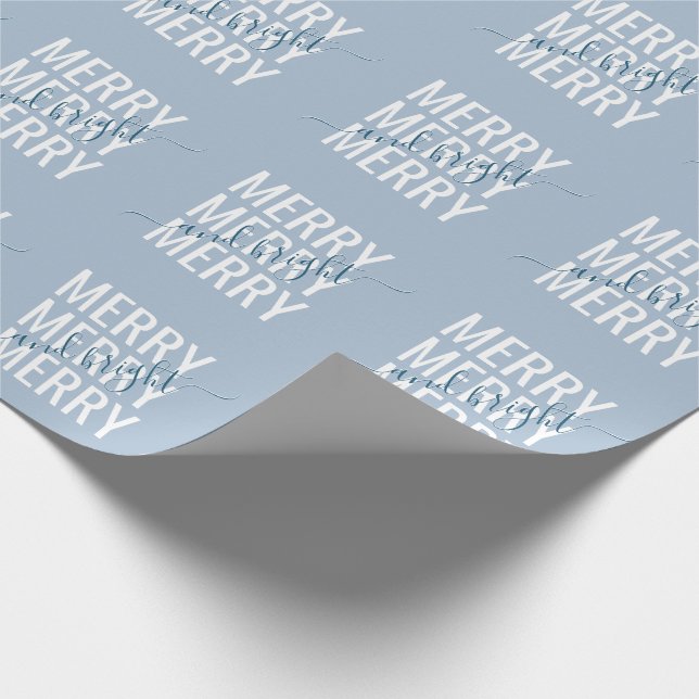 Papier Cadeau Joyeux et lumineux vérificateur bleu clair de Noël (Coin)