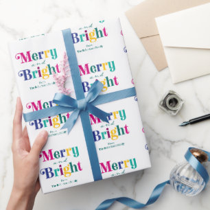 Papier Cadeau Joyeux et Noël brillant personnalisés