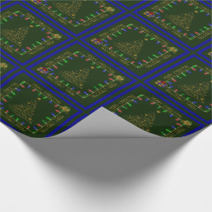 Papier Cadeau Joyeux feu de Noël-vert-bleu-1-GIFT WRAP
