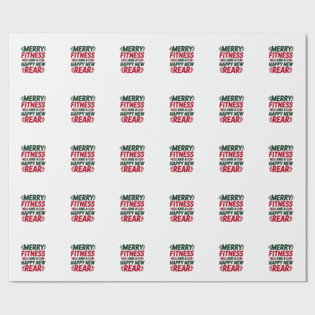 Papier Cadeau Joyeux Fitness et Joyeux Nouvel Arrière Fitness No (Plat)