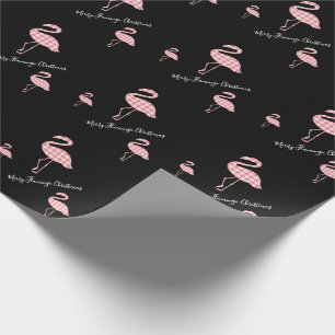 Papier Cadeau Joyeux Flamant rose de Noël Plaid au buffle rose
