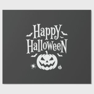 Papier Cadeau Joyeux Halloween Citrouille Chauve-Souris Araignée