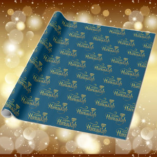 Papier Cadeau Joyeux Hanoukka Menorah Wrapping Papier