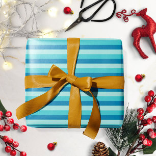 Papier Cadeau Joyeux Hanukkah motif rayé bleu et sarcelle