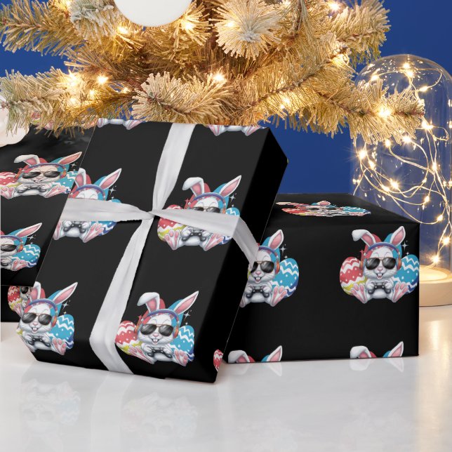 Papier Cadeau Joyeux Jeux de Joueur de lapin de Pâques (Vacances)