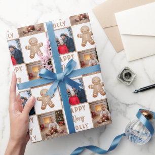 Papier Cadeau Joyeux Jolly Gingerbread Famille 2 Photo Noël