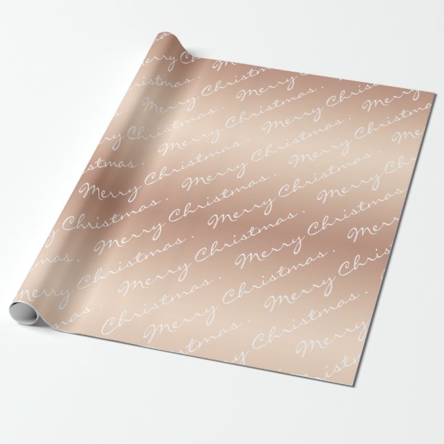 Papier Cadeau Joyeux Joyeux Noël Rose Gold (Déroulé)
