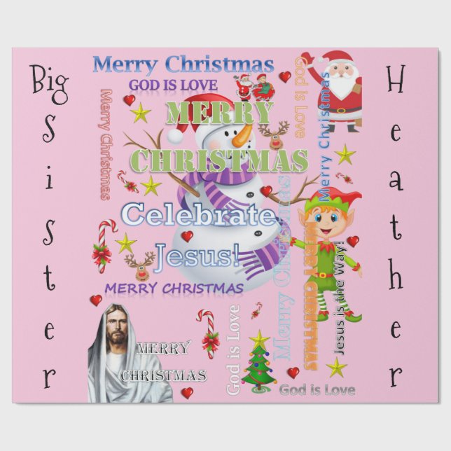 Papier Cadeau Joyeux Joyeux papier d'enveloppement de Noël Jésus (Plat)