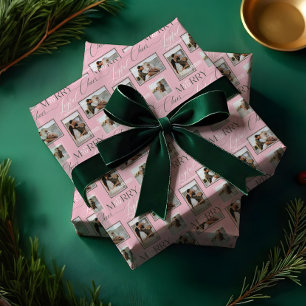 Papier Cadeau Joyeux Joyful Cheer Wavy Retro Modern Photo Collag