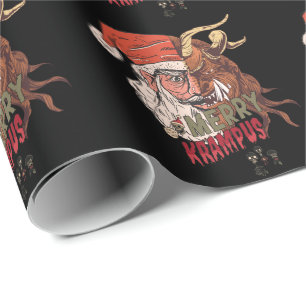 Papier Cadeau Joyeux Krampus effrayant Père Noël Horreur Noël