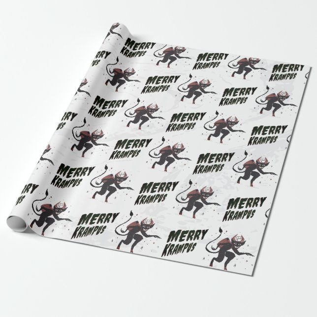 Papier Cadeau Joyeux Krampus Typographie Noël (Déroulé)
