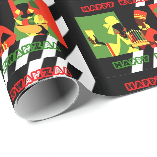 Papier Cadeau Joyeux Kwanzaa (Coin rond)