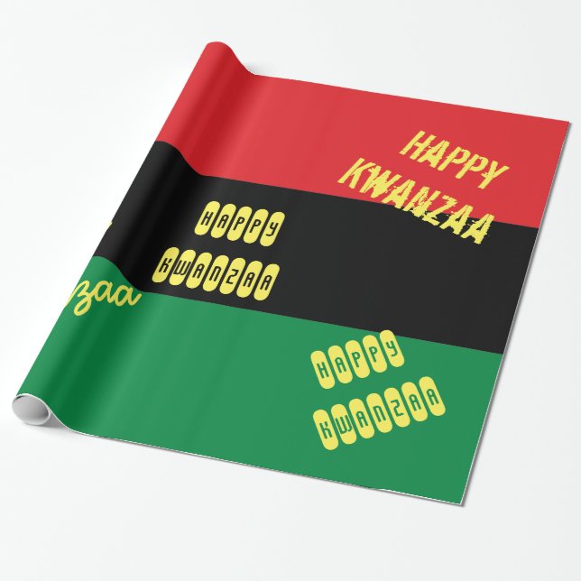 Papier Cadeau Joyeux Kwanzaa RBG UNIA drapeau afro-américain (Déroulé)
