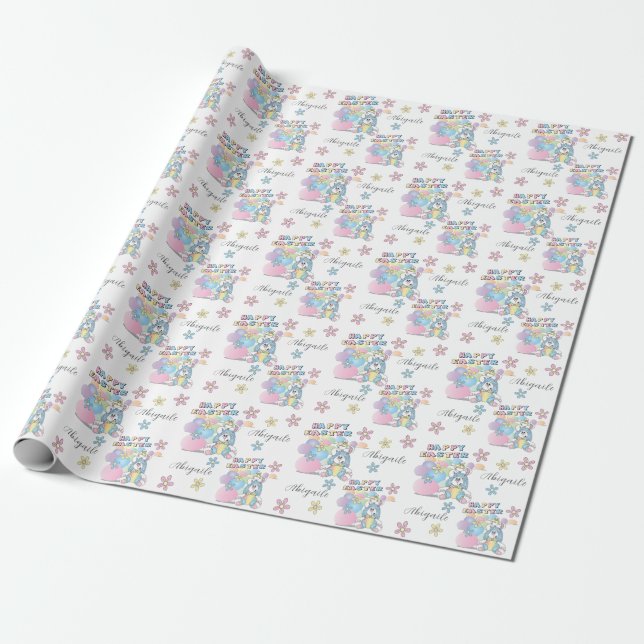 Papier Cadeau Joyeux Lapin de Pâques (Déroulé)