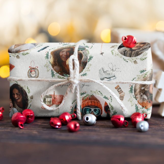 Papier Cadeau Joyeux moments d'hiver | Photos de famille Noël (Créateur téléchargé)