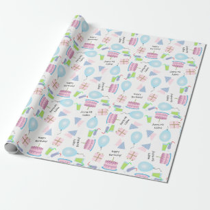 Papier Cadeau Joyeux Motif d'anniversaire en papier d'enveloppem