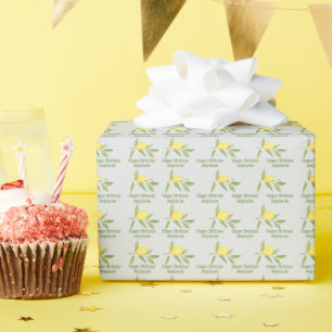 Papier Cadeau Joyeux Motif de citron d'anniversaire