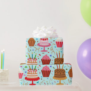 Papier Cadeau Joyeux Motif de gâteaux et de gâteaux d'anniversai