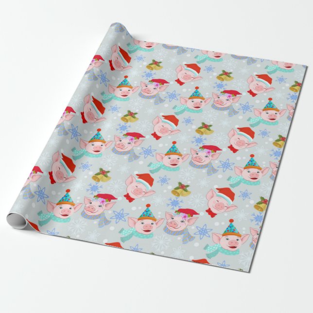 Papier Cadeau Joyeux Motif de Noël de Chiens (Déroulé)