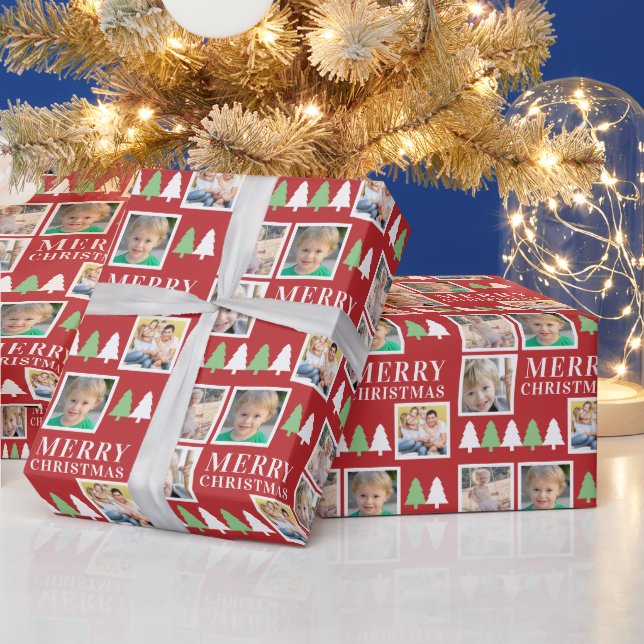 Papier Cadeau Joyeux Noël 4 Photos Noël Rouge (Vacances)