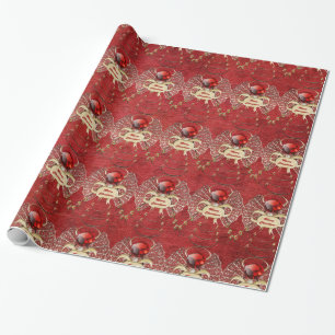Papier Cadeau Joyeux Noël - Ange de Noël - Rouge