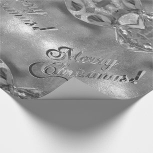 Papier Cadeau Joyeux Noël aux Faux d'Argent Script élégant