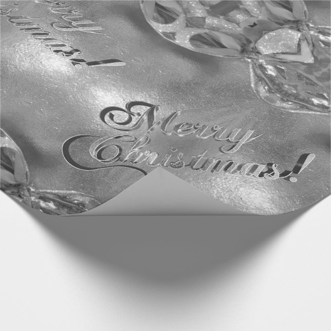 Papier Cadeau Joyeux Noël aux Faux d'Argent Script élégant (Coin)