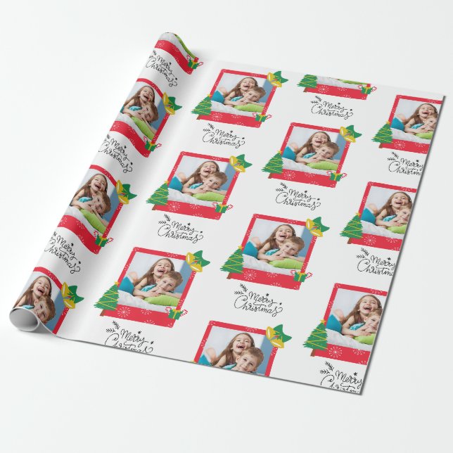 Papier Cadeau Joyeux Noël avec une photo de cadre (Déroulé)