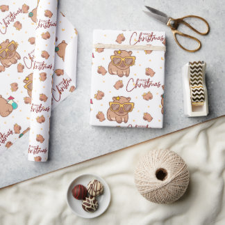 Papier Cadeau Joyeux Noël Capybara 