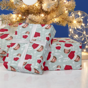 Papier Cadeau Joyeux Noël casquette illustration photo nom