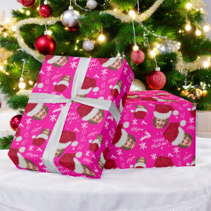 Papier Cadeau Joyeux Noël casquette illustration photo nom