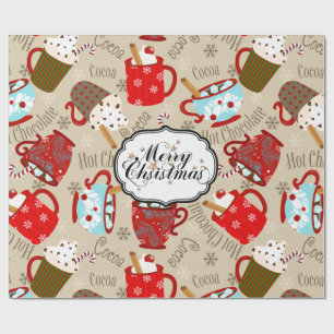 Papier Cadeau Joyeux Noël Chaud Papier d'enveloppement de cacao