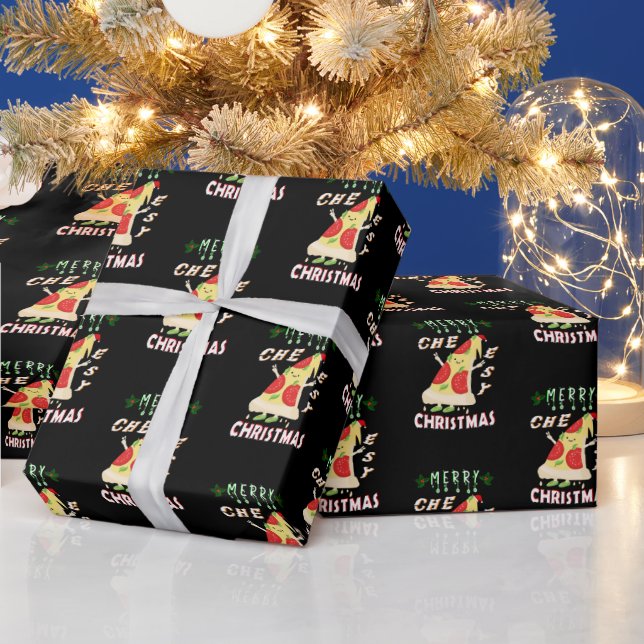 Papier Cadeau Joyeux Noël Cheesy Noël Noël Père Noël Pizza Noël (Vacances)