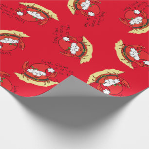 Papier Cadeau Joyeux Noël Crabe Mignon Dessin Animé Santa Fête